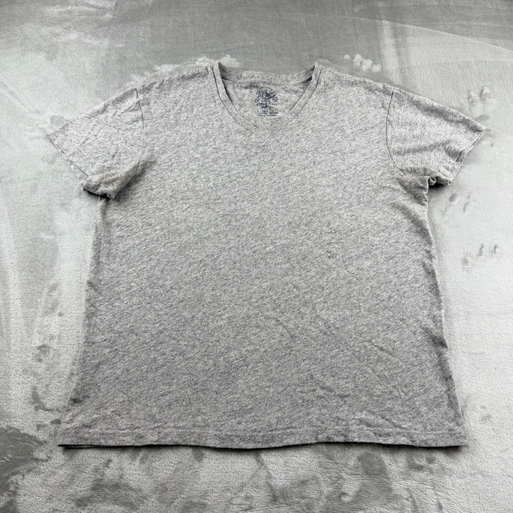 J.Crew Men's M Field Knit V-Neck T-Shirt Gray Jaspe Cotton Short Sleeve 13260